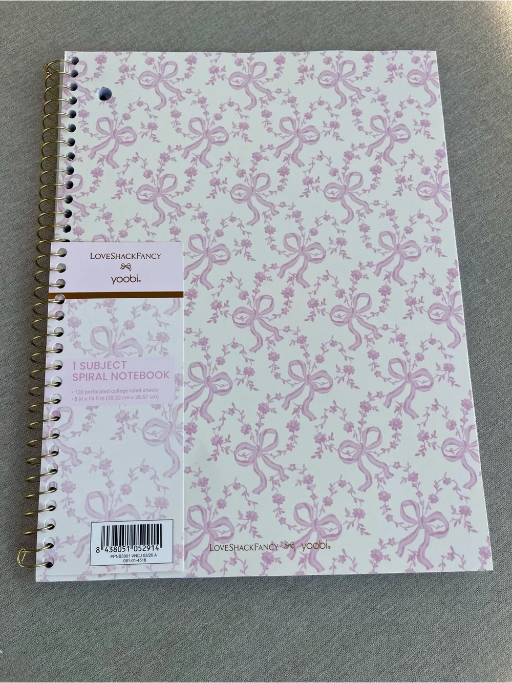 NWT LoveShackFancy x Target Yoobi Coquette Bow College Ruled Notebook